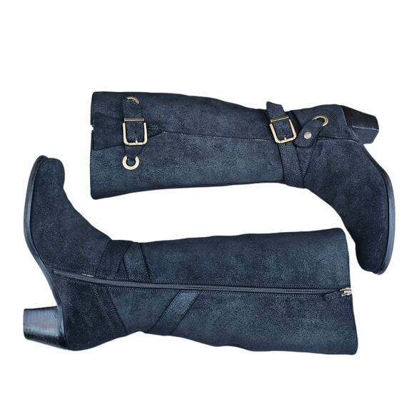 Tall Riding Boots KneeHigh Cordani Orlando Sz EU40 US 9 Black Suede Leather Moto - Picture 12 of 13